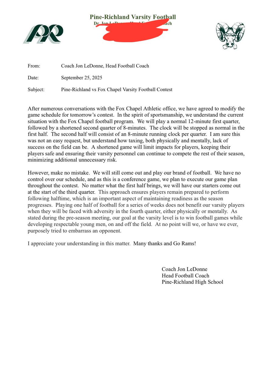 WPIAL_Insider's tweet image. Pandora’s box has opened in the WPIAL and it is DISGUSTING‼️

Fox Chapel has now reached out and asked Pine-Richland for mercy tonight.

What is it with WPIAL programs actively admitting their players aren’t ready? THEN GET THEM READY. 

WPIAL has gone soft