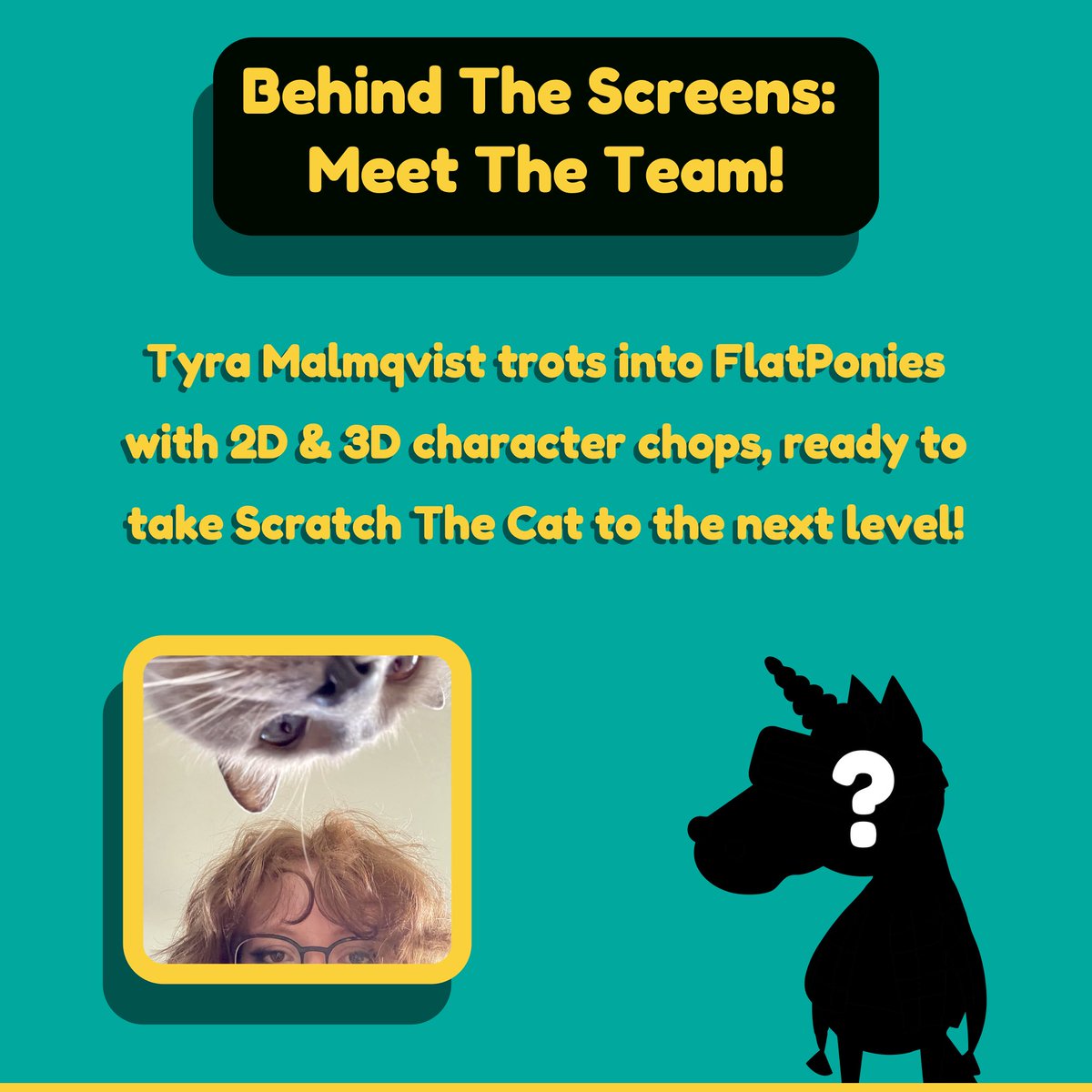 Meet Tyra Malmqvist – Welcoming our new artist here at FlatPonies! 🐎
She's here to help launch Scratch The Cat to the next level:

“[…] it really harkens back to the type of games I would play as a kid. It’s very nostalgic to work on.”

🔗: flatponies.com/news/behind-th…

#gamedev