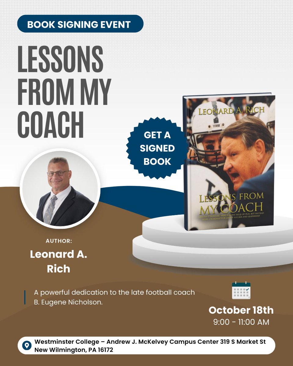 Coach is an important role to fill. They are able to foster growth for athletes in a unique way. “Lessons From My Coach” is a dedication to a late college football coach by Leonard A. Rich. Leonard will have an event later this month! #NationalCoachsDay #Coach #Athlete #Sports