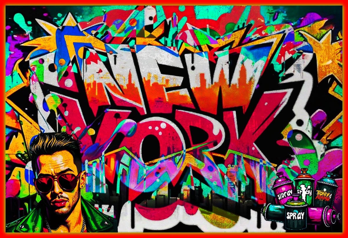 Tony Adamo (@tonyadamo) on Twitter photo Sam Third Rail Ave 157 Wall Up/Tony Adamo
fineartamerica.com/featured/sam-t…
A colorful and dynamic graffiti mural featuring the words 'New York'. A stylish person in sunglasses is artistically rendered in the foreground. graffiti, vibrant, mural, urban, city, street, colorful, dynamic, Sam Third Rail Ave 157 Wall Up/Tony Adamo
fineartamerica.com/featured/sam-t…
A colorful and dynamic graffiti mural featuring the words 'New York'. A stylish person in sunglasses is artistically rendered in the foreground. graffiti, vibrant, mural, urban, city, street, colorful, dynamic,