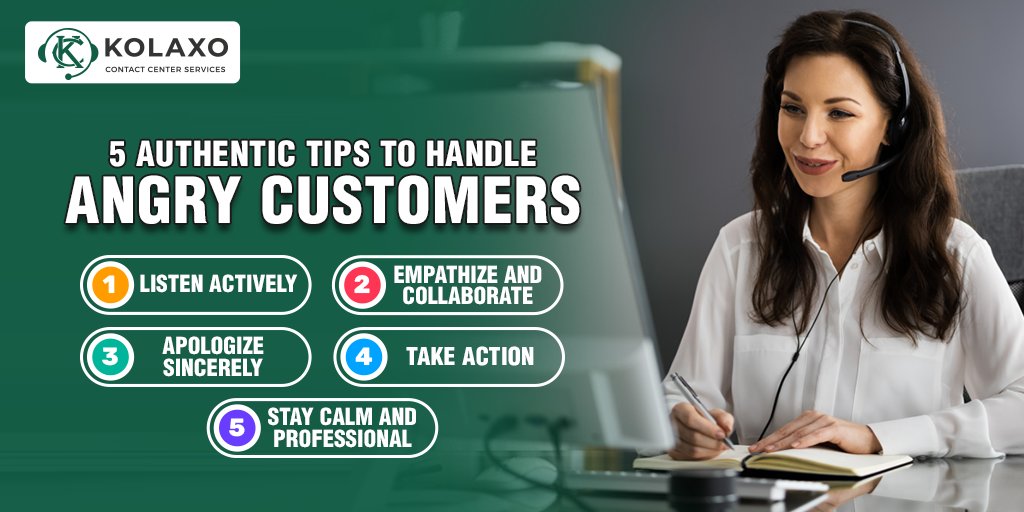 kolaxoccs's tweet image. Learn how to handle angry customers with ease using 5 authentic tips. Listen Actively, Empathize and Collaborate, and  Stay Calm and Professional. 

🔗 Read Our Blog: shorturl.at/fMiU5
#CallCenterSolutions #CustomerServiceTips #BusinessGrowthUSA
#CXStrategy #ContactCenter