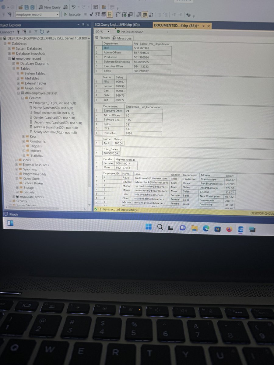 CasmirCodesData's tweet image. A work on Employee’s dataset using SQL as a Data Analyst