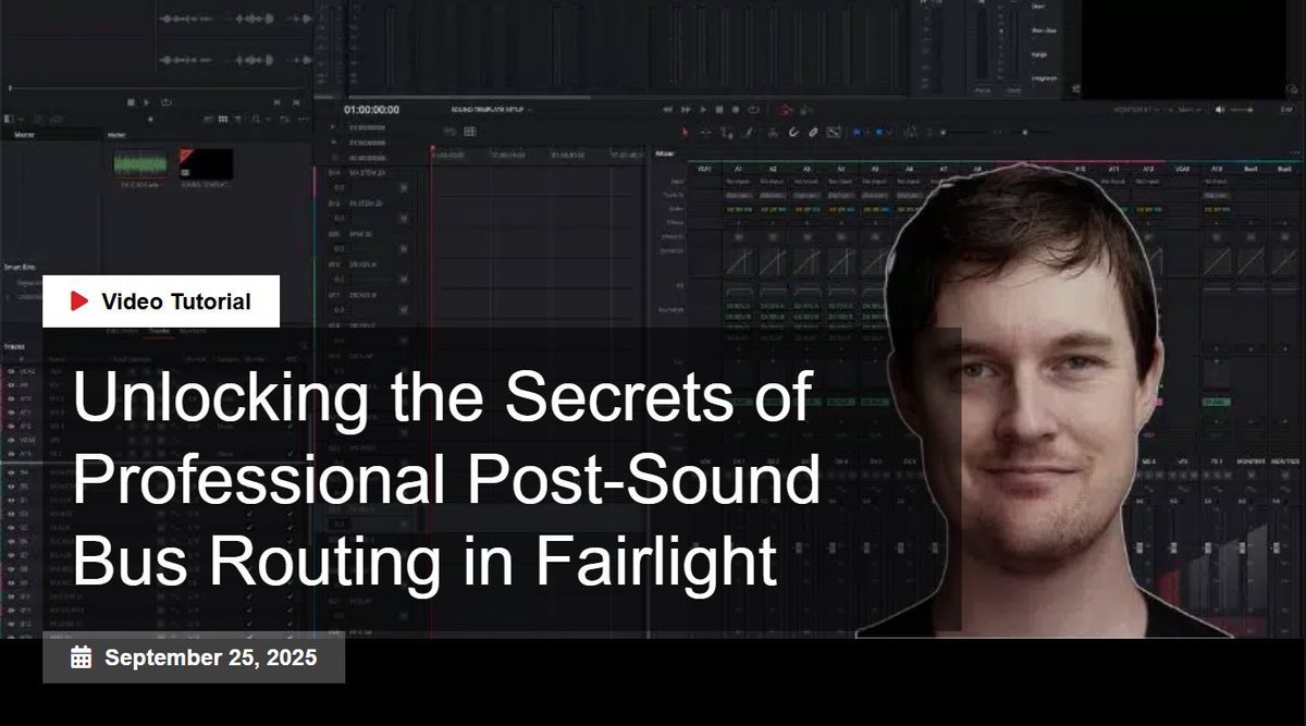 Unlock and level up your pro post-sound workflow in Fairlight with a template for mixes and stems. Learn signal flow, VCAs, and deliverables from Sound Engineer and Mixer Sam Lowe.
mixinglight.com/color-grading-…