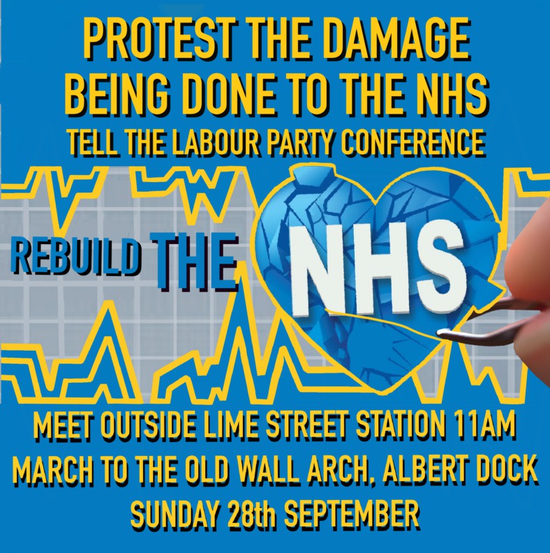 @harryBotho6
Press statement
Save Liverpool Women’s Hospital.
Protest the damage being done to the NHS; Restore, Repair, and Rebuild the NHS!
This public event assembles at 11 am, Liverpool Lime St Station steps on Sunday 28th September, while Labour’s Conference is in Liverpool