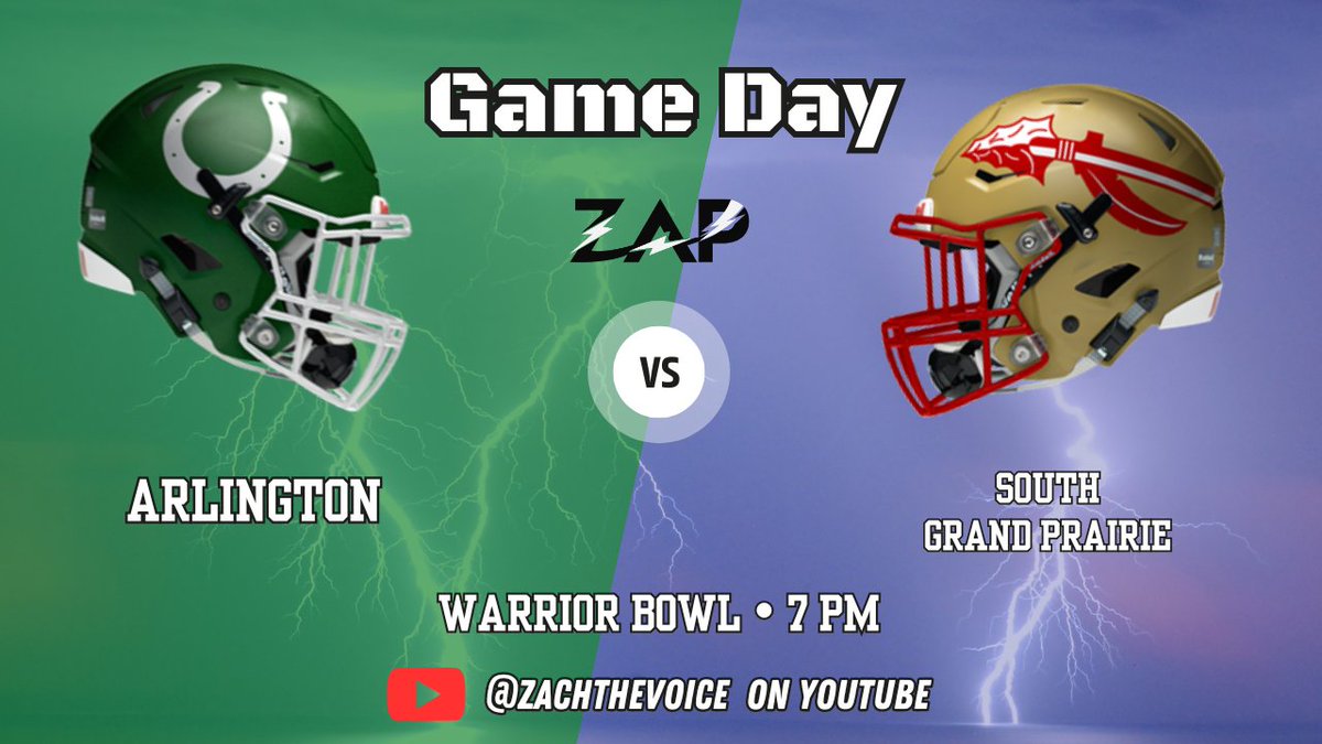 𝙕𝙖𝙘𝙝 𝘼𝙧𝙣𝙤𝙡𝙙 (@zachthevoice) on Twitter photo Game Day‼️
An early battle of undefeateds with big district implications.
🆚️ South Grand Prairie
🏟 Warrior Bowl
⏰️ 7pm
▶️ youtube.com/@zachthevoice
On the Call🎙 Zach Arnold & Jason Holly
🔗🌲
linktr.ee/ZachTheVoice Game Day‼️
An early battle of undefeateds with big district implications.
🆚️ South Grand Prairie
🏟 Warrior Bowl
⏰️ 7pm
▶️ youtube.com/@zachthevoice
On the Call🎙 Zach Arnold & Jason Holly
🔗🌲
linktr.ee/ZachTheVoice