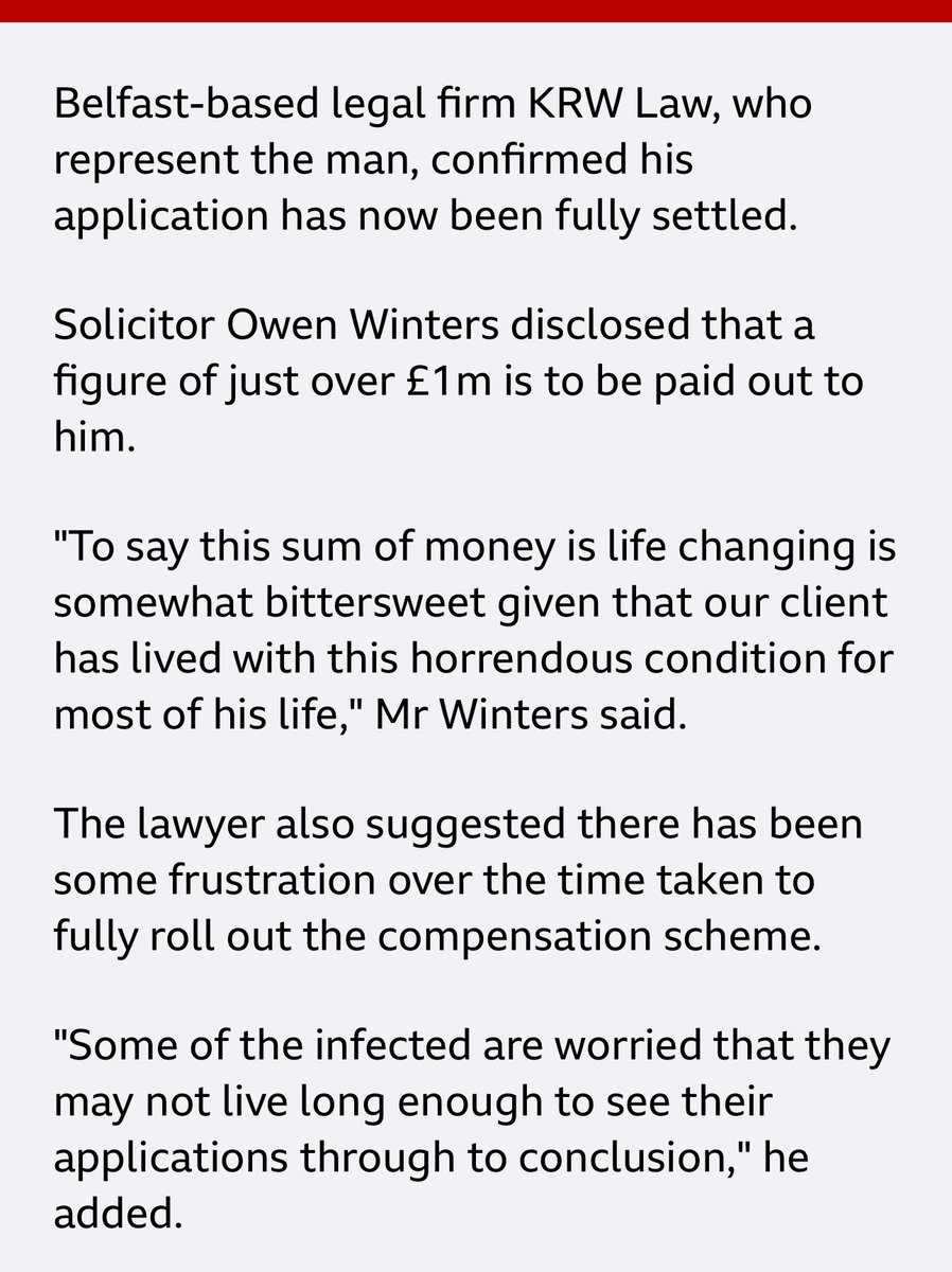 KRWLaw's tweet photo. Over £1m secured in contaminated blood compensation for a pensioner who contracted hepatitis C more than 50 years ago.

“This is a life changing sum of money, albeit bittersweet, given he has lived with this condition for most of his life”

Owen Winters

https://t.co/ITdqe35vBe https://t.co/huzg3LriFO