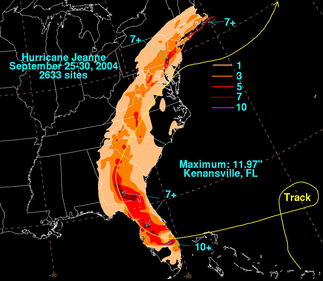 21 years ago, the remnants of Hurricane Jeane produced over 7" of rain in the Philly region and over an inch for much of the state. The rainfall and flooding caused an estimated $145m in damage to the state. PA reported the 2nd highest damage costs, only behind FL for the event.