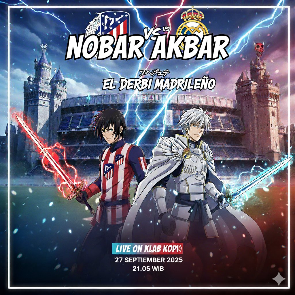Presentado por Peña Real Madrid de Indonesia Gresik:

KOPDAR &amp; NOMAD 
Atletico Madrid 🆚 Real Madrid 
📅 Sabtu,27 September 2025
⏰ Open Gate: 20.00 WIB
📍 <a href="/klab/">Ben Kalb</a>.kopi

¡HASTA EL FINAL VAMOS REAL!
Somos Una Grand Familia Migres 🙌
#realmadrid #nomadprmi #prmi  #prmigresik