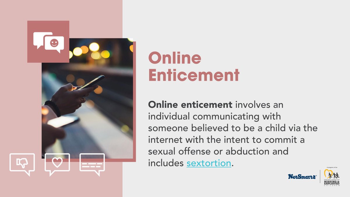Spot the Red Flags 🚩 A child facing online enticement may be:
🚩 Online more than usual
🚩 Upset when offline
🚩 Hiding activity
🚩 Getting gifts from strangers
More: ncmec.org/netsmartz/onli…