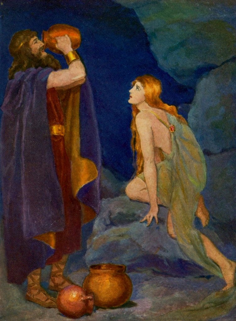 Gunnlöd is Odin’s candy girl, and she’s got him wanting mead. 
🖼️ Katharine Pyle