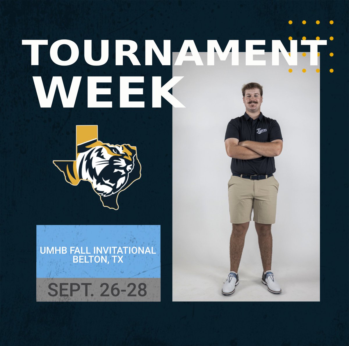 ETBU Athletics (@goetbutigers) on Twitter photo #ETBUGameDay | 🏌️♂️
🐯 @etbu.golf (M)
🆚 UMHB Fall Invitational (<a href="/CruSports/">UMHB Crusaders</a>)
📍 | Granbury, TX
🏟 | Nutcracker GC
⌚️ | Sept. 26-28
📰|
🔗| #ETBUGameDay | 🏌️♂️
🐯 @etbu.golf (M)
🆚 UMHB Fall Invitational (<a href="/CruSports/">UMHB Crusaders</a>)
📍 | Granbury, TX
🏟 | Nutcracker GC
⌚️ | Sept. 26-28
📰|
🔗|