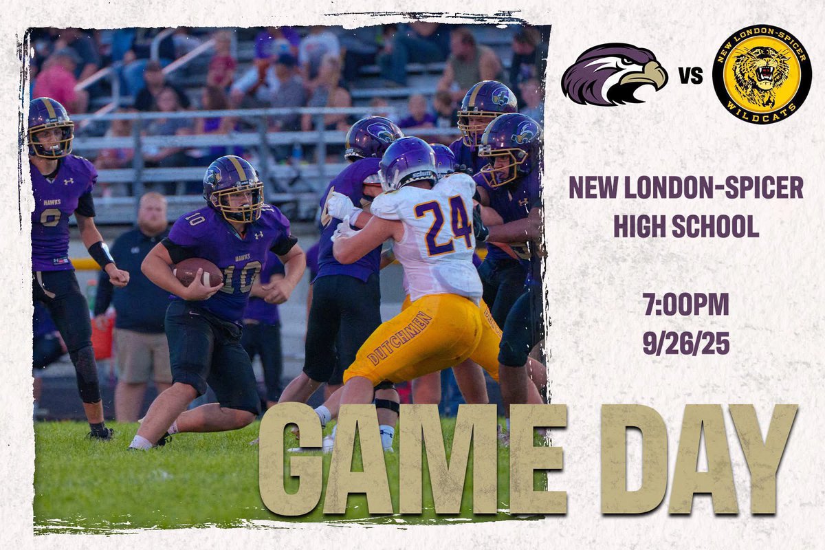 Go, Thunder Hawks! Game Day at New London-Spicer High School, 7:00 pm!!