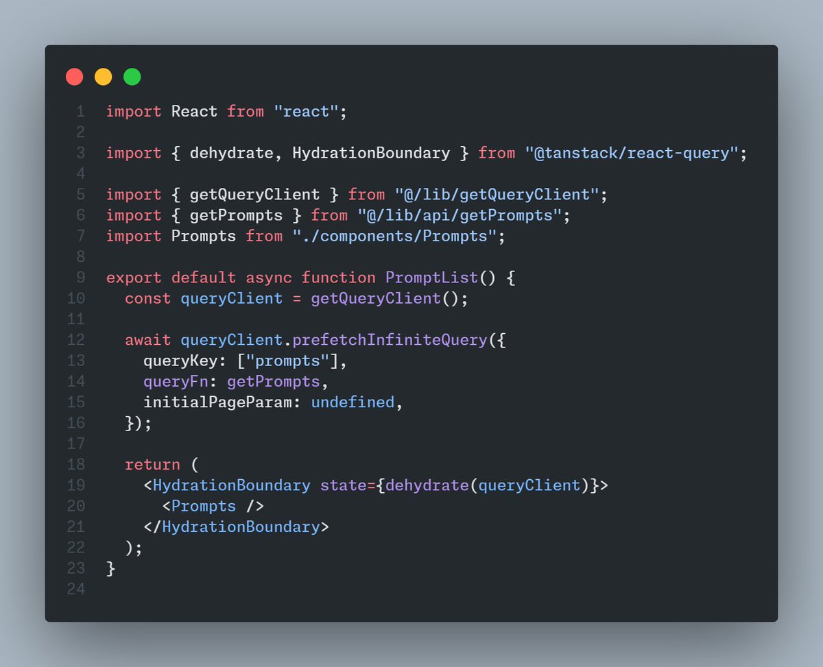 cachedali's tweet image. Tried using React Query prefetch on server in Next.js. Thought it wouldn’t matter, but the UI feels smoother when data is ready before hydration. Fetch time is the same, but content shows up almost instantly after refresh.
#NextJS #ReactQuery #webdeveloper #webdev #100DaysOfCode