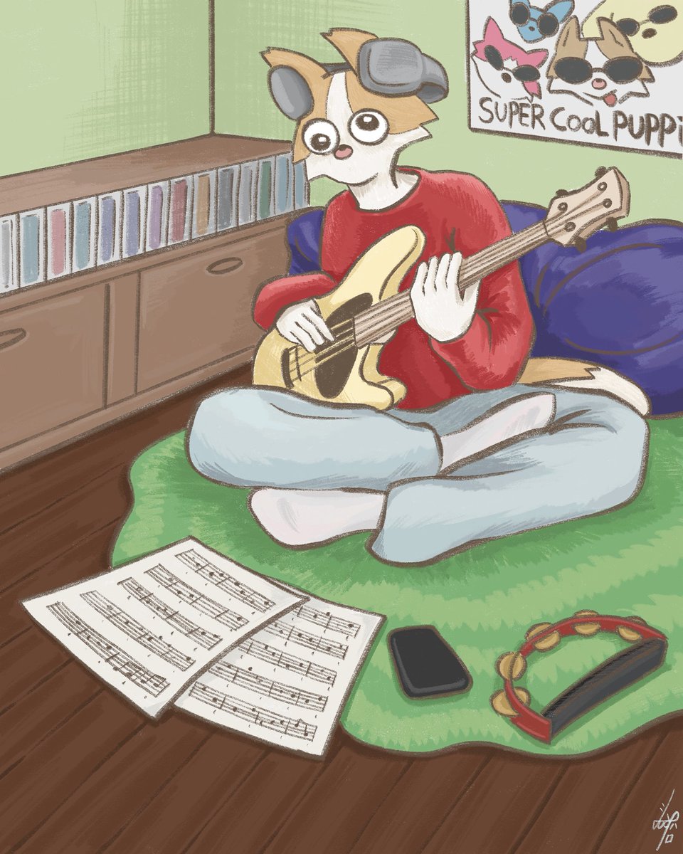 베이스도 칠 줄 아는 강아지
#illust #イラスト #일러스트 #puppy #drawing #wip