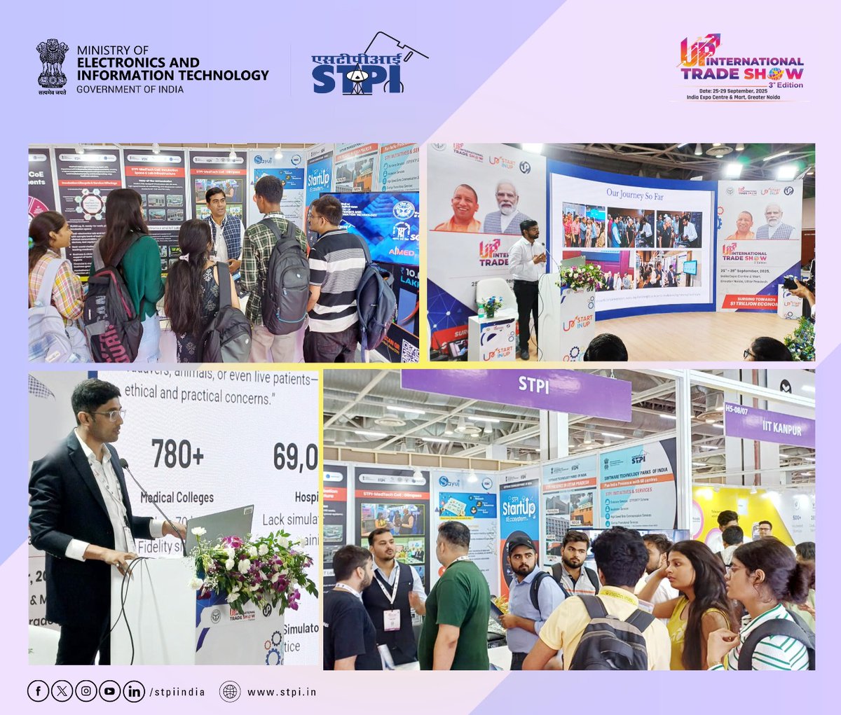 Day 2 at Uttar Pradesh International Trade Show (UPITS) 2025! ✨

The momentum continued as the STPI stall buzzed with energy, welcoming esteemed delegates, visitors, and students, while STPI-nurtured startups showcased transformative MedTech solutions shaping the future of
