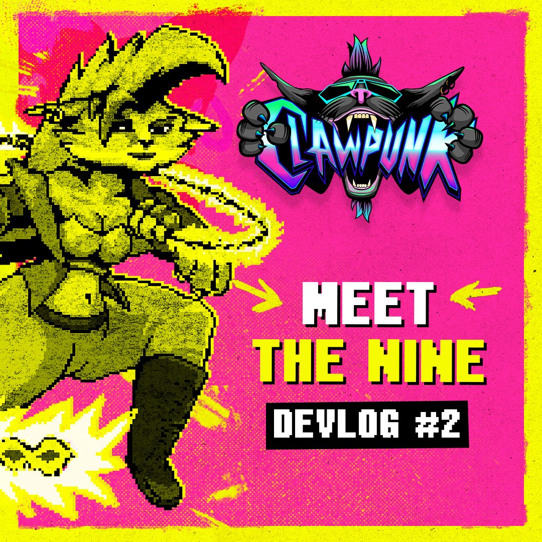 A new CLAWPUNK devlog's up! 📹
Join Lead Designer and Director of <a href="/KitsInTimespace/">Kittens In Timespace</a>, Jamie as he introduces the nine playable felines and their playstyle 😺

Check it out now 🔗 youtu.be/e_QeaWLOF-c

Who are you looking forward to getting your paws on most?
#GameDev #IndieDev