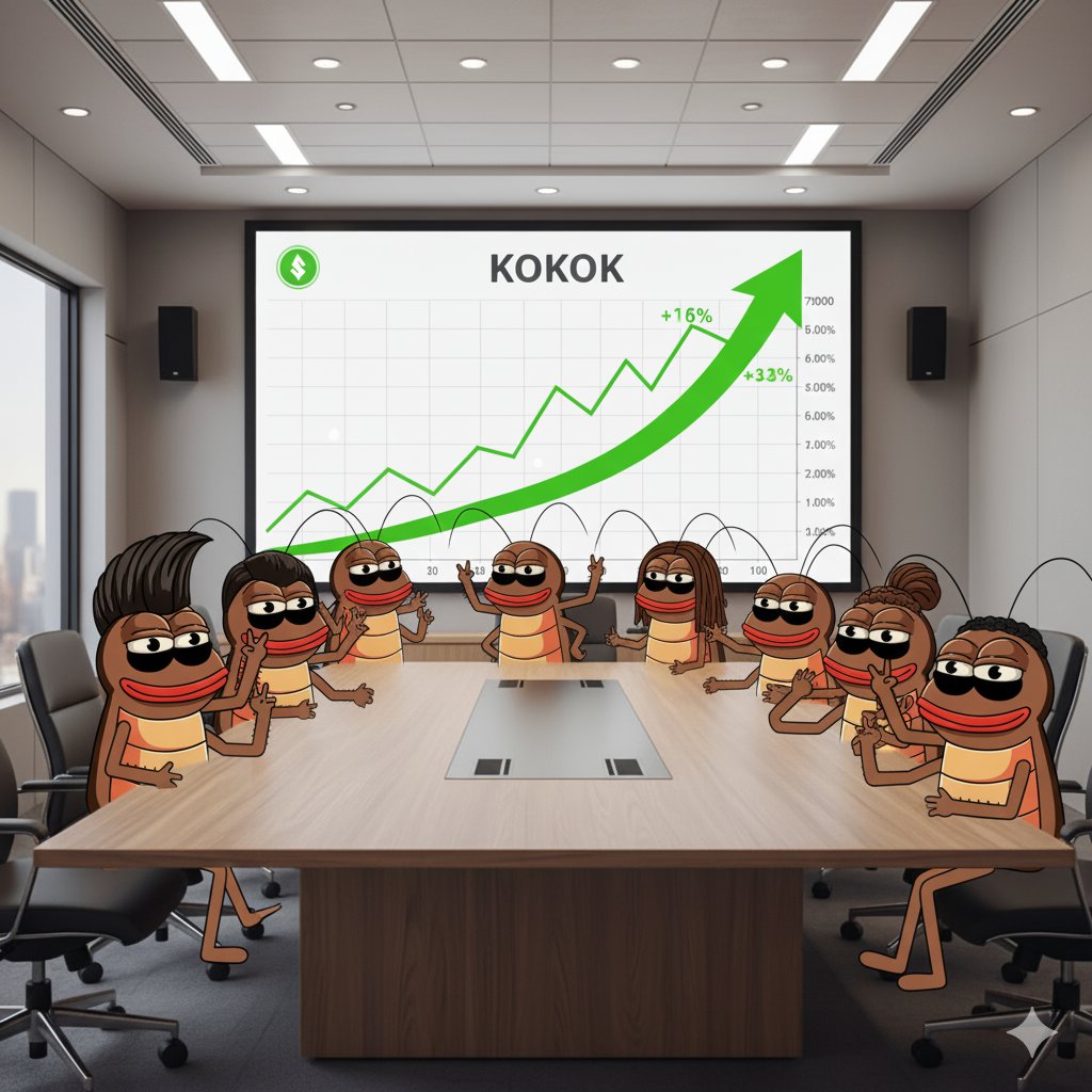 NutsSeaman's tweet photo. The meeting has begun! 🚀 The $KOKOK team coin is fully charged and ready 🪳🔥 The war drums are pounding as we storm the market together. The Roach Army is gathering this is just the beginning! 🌟 @Kokoktheroach https://t.co/ok1TXvZJ1s