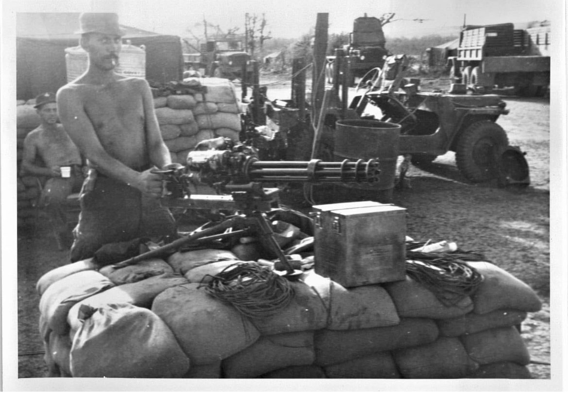 Finishing up Black Angel Door Gunner , Roger Lockshiers 2nd book on working with SOG. We are set to do another interview the 2nd or 3rd week of October! 
-This photo is the boys at Mai Loc with the minigun they “acquired” for base defense since Mai Loc didn’t even have a  fence