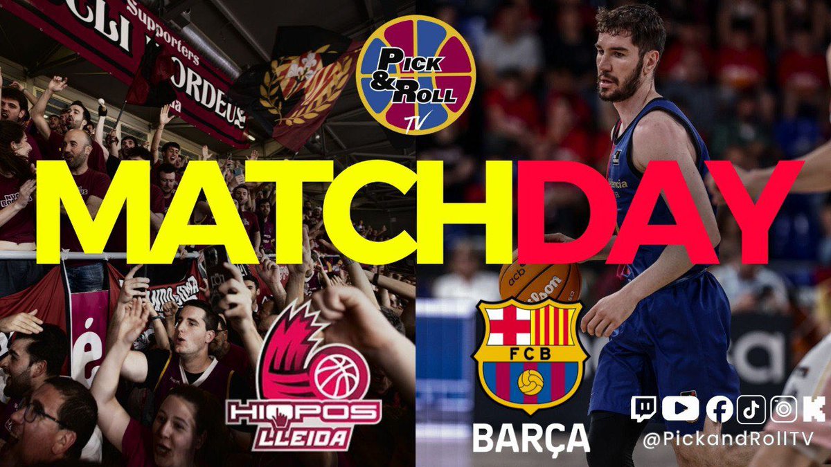🏀 MATCHDAY 

⏰ A partir de las 19:30h, en Pick And Roll TV:  

🟣⚪️ <a href="/flleida/">HIOPOS LLEIDA</a> 
vs
🔵🔴 <a href="/FCBbasket/">Barça Basket</a> 

📺 Vívelo con nosotros en:  

🔴 youtube.com/@pickandrolltv  
🟣 twitch.com/pickandrolltv  
🟢 kick.com/pickandrolltv  
⚫️ tiktok.com/@pickanrolltv

#fcbarcelona #twitch #YouTube