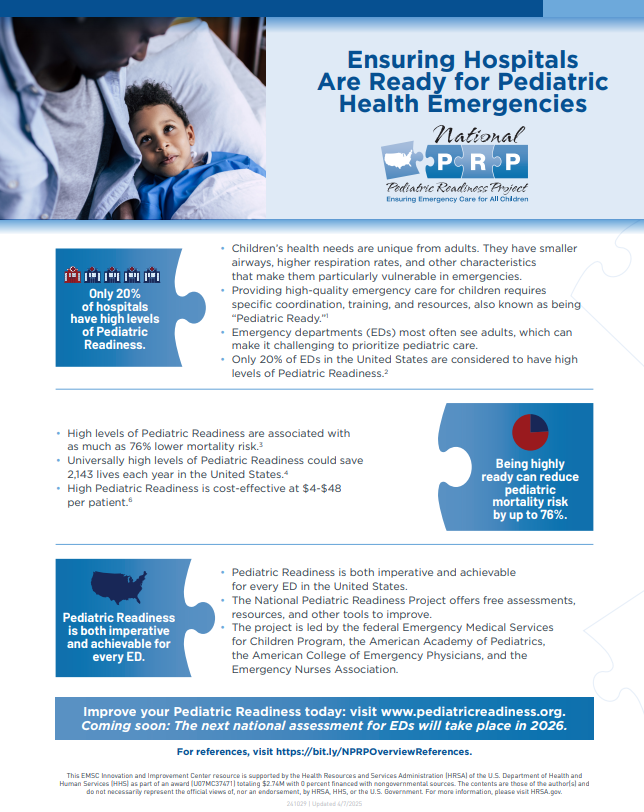 OhioEMSC's tweet photo. Calling all Emergency Departments!
The March 2026 NPRP assessment is more than a checklist—it's a nationwide initiative to elevate pediatric emergency care across the U.S.
Visit https://t.co/vK8ZjCf84Y to learn more.
#NPRP2026 #PediatricReadiness #EmergencyDepartment #OhioEMSC https://t.co/iywHdsjaas