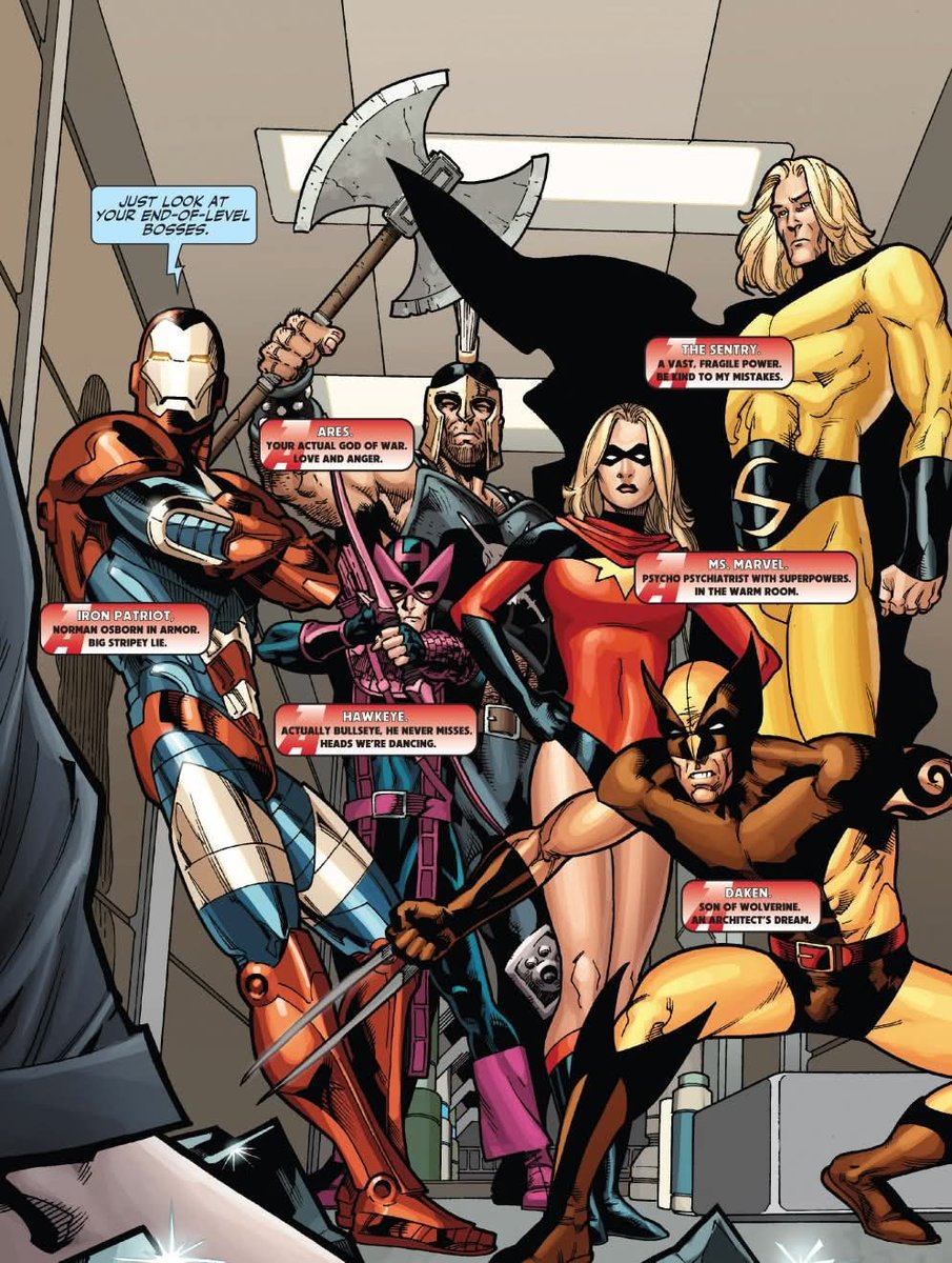 * Dark Avengers
Dark X-Men #3 (V1; 2010; Marvel Comics)
"Journey To The Center of the Goblin"
Writer: Paul Cornell
Penciler: Leonard Kirk
Inker: Leonard Kirk
Colorist: Brian Reber
Letterer: Rob Steen