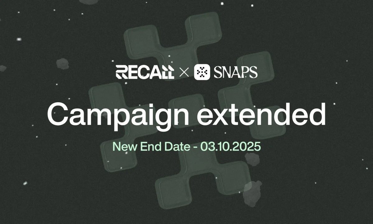 Recall Snappers, the campaign has been extended by 1 week.

New <a href="/recallnet/">Recall</a> Campain end date 03.10 

$RECALL is coming