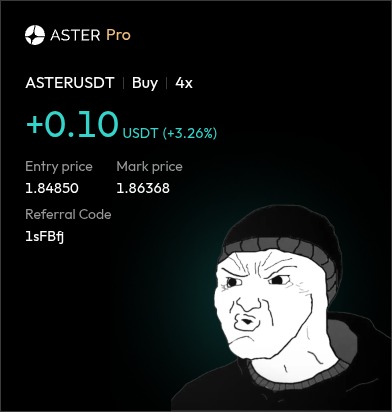 Raikage707's tweet photo. My First trade in @Aster_DEX pro https://t.co/9r0r9JjzoJ