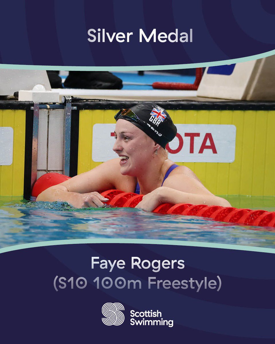 4️⃣ Individual World Medals in 🇸🇬

Faye Rogers claims her fourth and final individual medal at the World Para Swimming Championships with a silver in the S10 100m Freestyle - her first time medalling in the event internationally 👏

Her time of 1:00.46 is a new British Record! 🇬🇧