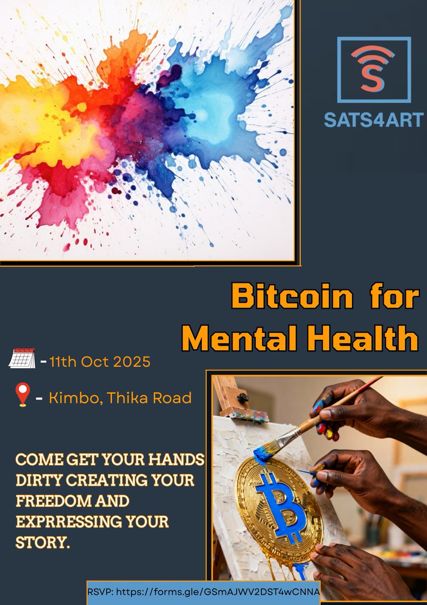 Its happening! BitcoiN for MenTal HeaLth

A half-day of conversations + painting on freedom, wellness, and sats. We’ll gather for open discussions on mental health, creativity, and how Bitcoin can support inner peace.