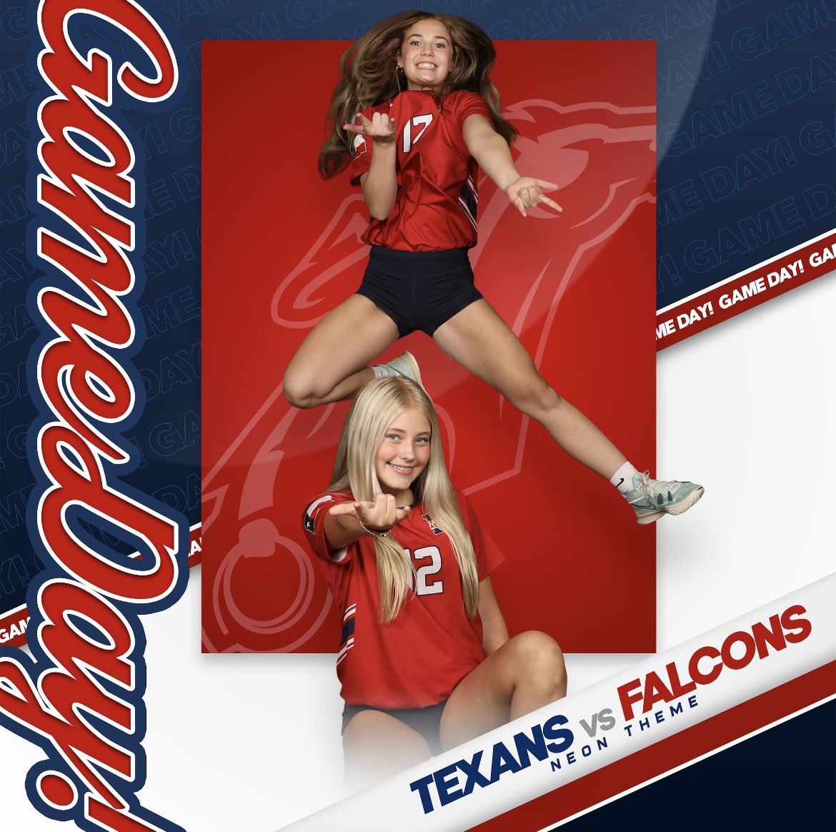 txn_vb's tweet photo. ๐จ GAME DAY ๐จ
TEXANS are HOMEโผ๏ธ
๐ Timber Creek
๐ด Varsity/9B @ 5:30 pm
๐ด JV/9A @ 6:30 pm
โ ๏ธ Neon Theme โ ๏ธ
#StengthInUnity https://t.co/8s6mSCeTVY