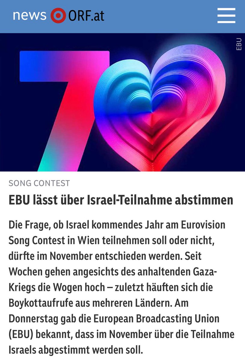 Dominik Nepp (@dominiknepp) on Twitter photo Sollte Israel vom ESC ausgeschlossen werden, darf Wien nicht Gastgeber sein. Bürgermeister Ludwig muss in diesem Fall die Ausrichtung sofort absagen.
<a href="/BgmLudwig/">Michael Ludwig</a> <a href="/Stadt_Wien/">Stadt Wien</a> Sollte Israel vom ESC ausgeschlossen werden, darf Wien nicht Gastgeber sein. Bürgermeister Ludwig muss in diesem Fall die Ausrichtung sofort absagen.
<a href="/BgmLudwig/">Michael Ludwig</a> <a href="/Stadt_Wien/">Stadt Wien</a>