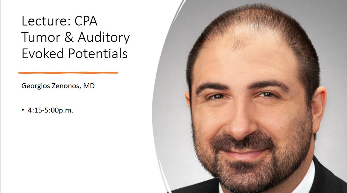 ProcircaCCN's tweet image. CPA tumor &amp;amp; auditory evoked potentials – Dr. @GAZenonosMD closes Day 1 with insights on hearing preservation. @PittNeurosurg @UPMCPhysicianEd #neurosurgery #rmc #mvd #ionm