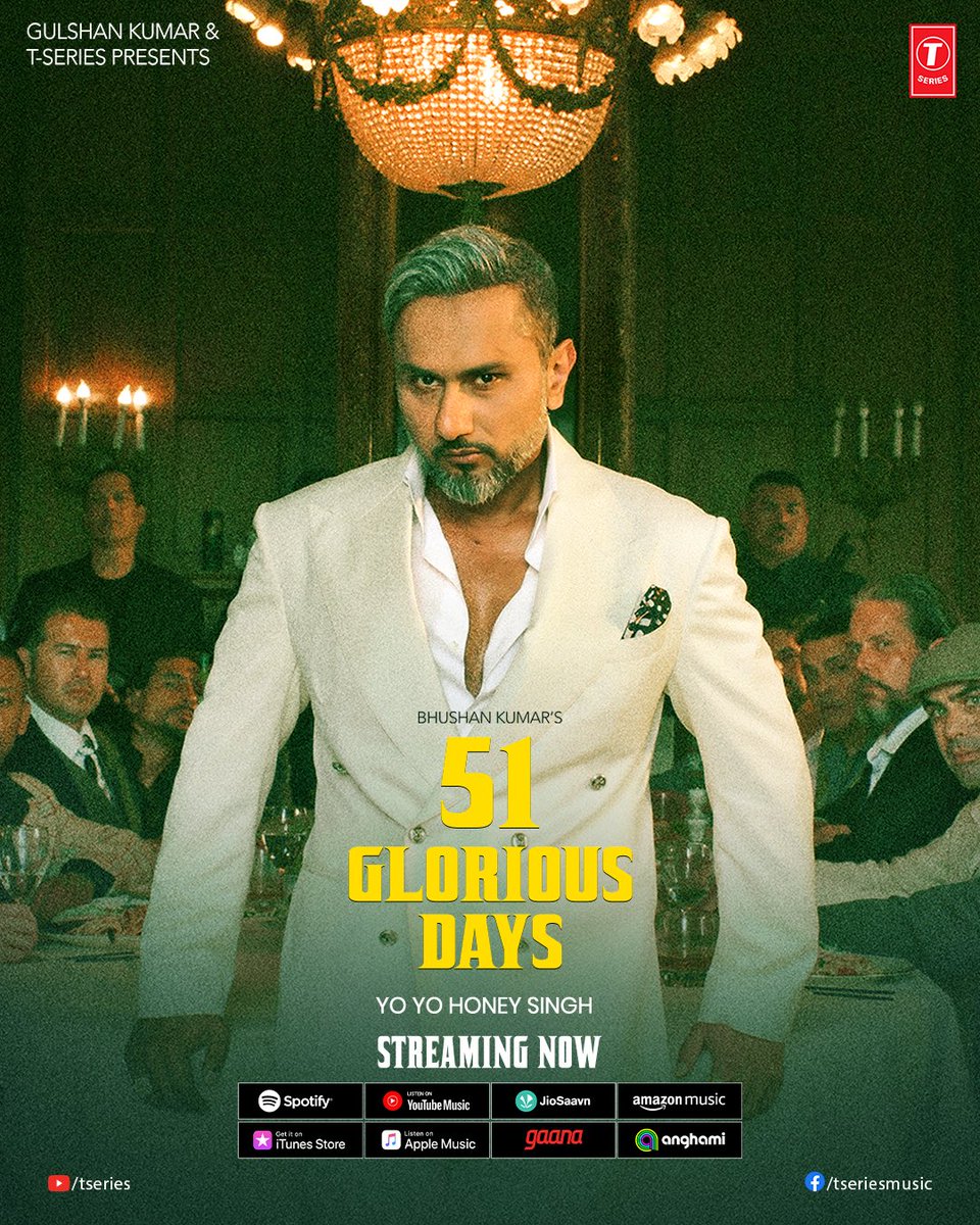 TSeries's tweet image. While the world talks about hits, #51GloriousDays defines it. Streaming now on all platforms🖤
hypeddit.com/yoyohoneysingh…

@asliyoyo #BhushanKumar @Rajdeepmayer @RdmMedia #tseries @TSeries