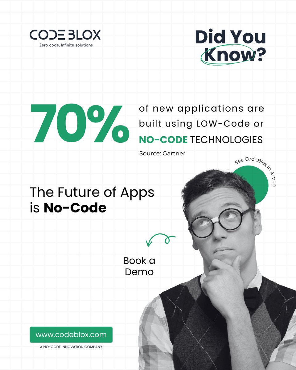CodeBloxHQ's tweet image. The future of digital transformation is No-Code.

Build apps faster, without the complexity of coding.

From startups to enterprises, the shift is happening now.

Book your demo: codeblox.com/contact

#NoCode #FutureReady #DigitalInnovation #BusinessGrowth #Automation