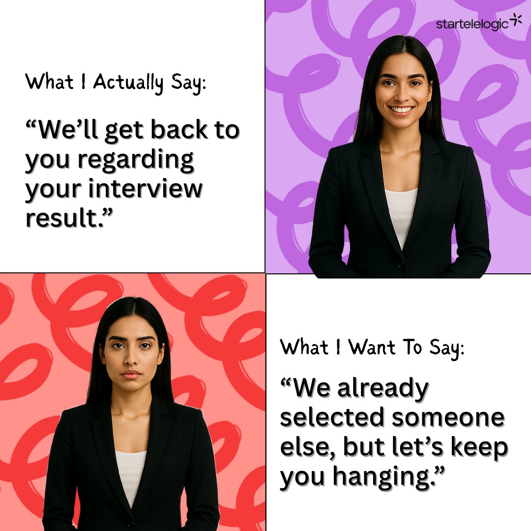 StarTeleLogic's tweet image. Relatable much? 👇
The things we say vs. the things we wish we could say at work!

#startelelogic #Relatablememes #Officehumor