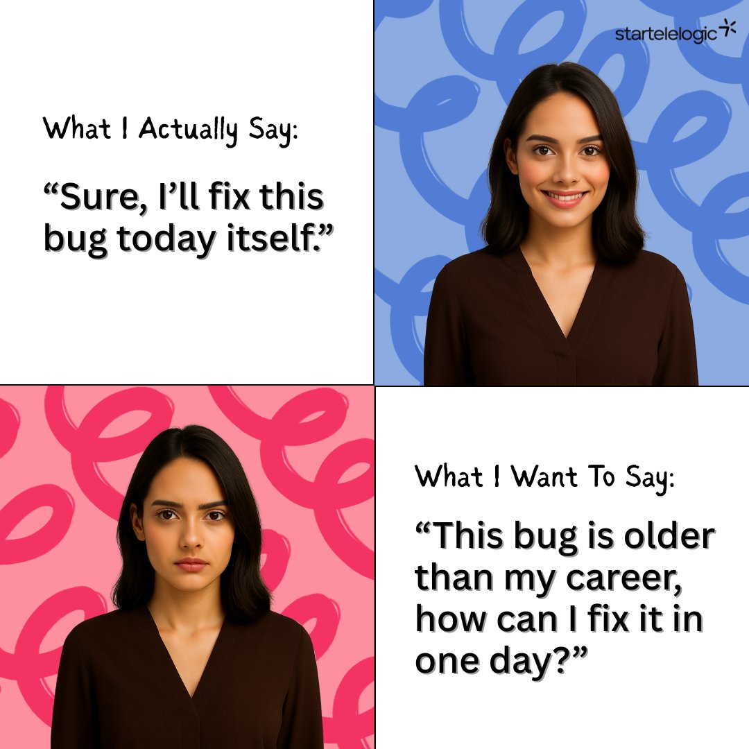 StarTeleLogic's tweet image. Relatable much? 👇
The things we say vs. the things we wish we could say at work!

#startelelogic #Relatablememes #Officehumor