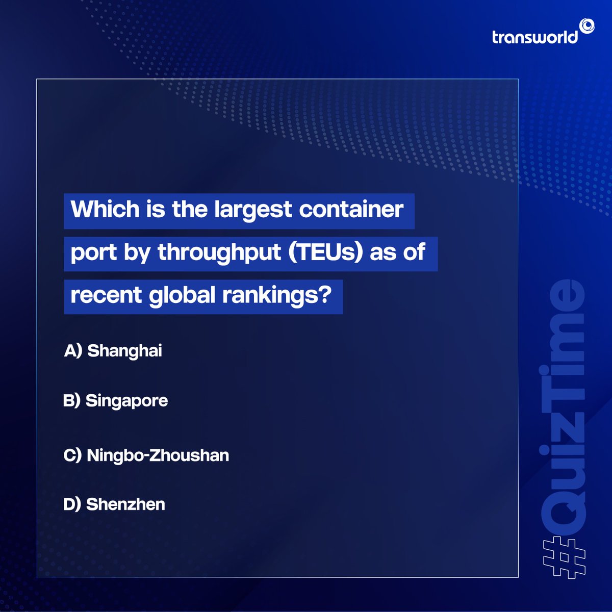Are you aware of the logistics industry? Put on your thinking caps and guess the answer in the comments section below! 

#Transworld #Shipping #Logistics #Operations #QuizTime #FunTime