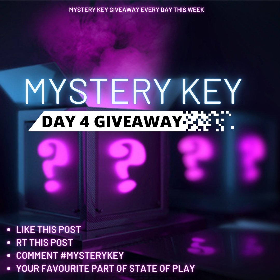 _RGTV_'s tweet photo. DAY 4 MYSTERY KEY GIVEAWAY!
-Like This Post
-Share This Post
-Comment #MysteryKey
-Comment Your Favourite Part Of This Weeks State Of Play
Good Luck! Winner Announced Tomorrow! https://t.co/qJDLuvc0x8