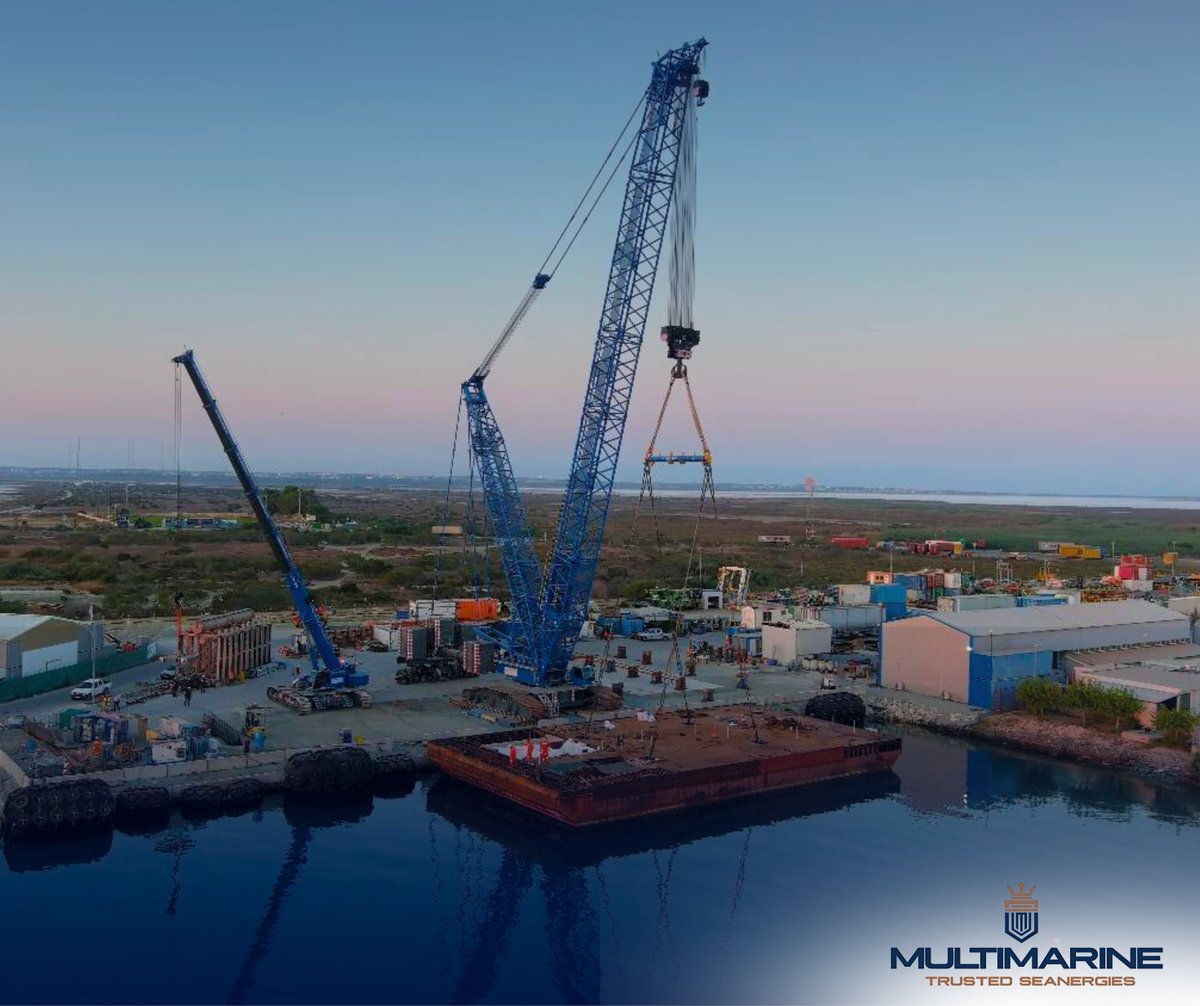 🌊 #BlueBARGE partner <a href="/multimarine_cy/">Multimarine Services</a> has successfully completed the heavy lift of the 400-ton barge #ATLAS for maintenance &amp; refurbishment. ATLAS will be the core of the #PowerBarge concept!

⚡ Stay tuned as we advance toward an operational power barge prototype!