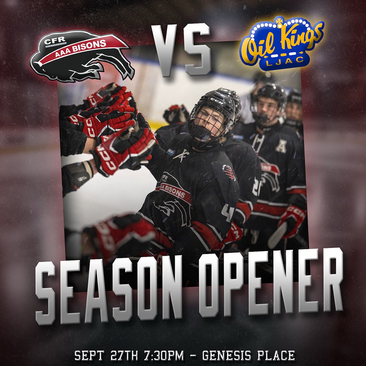 Tomorrow the Herd is looking to kick off their season opener with a W🦬

Come pack the stands and make some noise for your 25/25 Bisons!

Saturday September 27th Bisons vs Oil Kings 7:30pm - Genesis Place