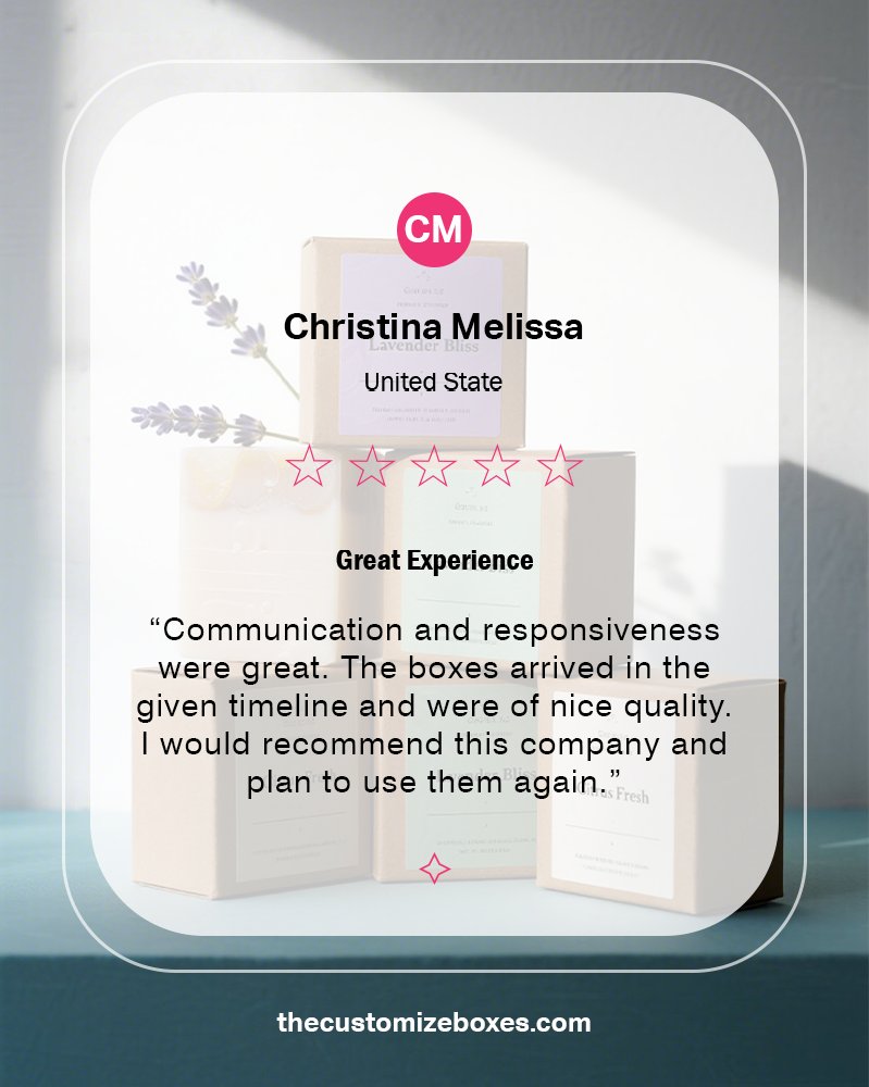 TCustomizeBoxes's tweet image. thecustomizeboxes.com
Check Out the Testimonial Witnessing Good Customer Support, High Quality, and Prompt Delivery!
Thank You, Christina Melissa!
We Value Your Remarks! 💞
𝗘𝗺𝗮𝗶𝗹: sales@thecustomizeboxes.com
𝗖𝗮𝗹𝗹: (972)-590-8867
#TheCustomizeBoxes #testimonial