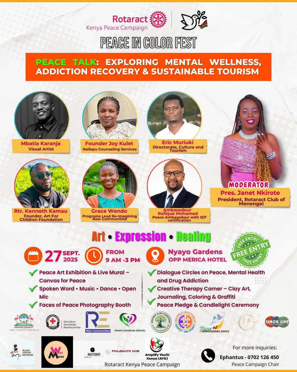 a4cFoundation's tweet image. We excited to join the Peace in Colour Fest this Sat, Sept 27 @ Nyayo Gardens, Nakuru! Come enjoy free canvas painting &amp;amp; crocheting at our booth + hear our founder Kenn on the Peace Talk panel. Let’s colour peace into our communities! #peaceincolorfest #WorldTourismDay2025  #a4c
