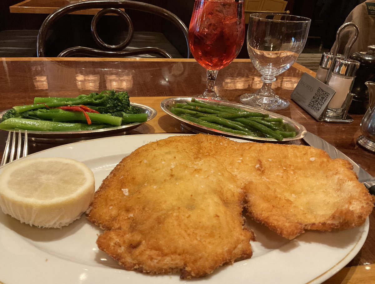 London is a shock after the sunshine and blue sea of Ibiza. Schnitzel time!!