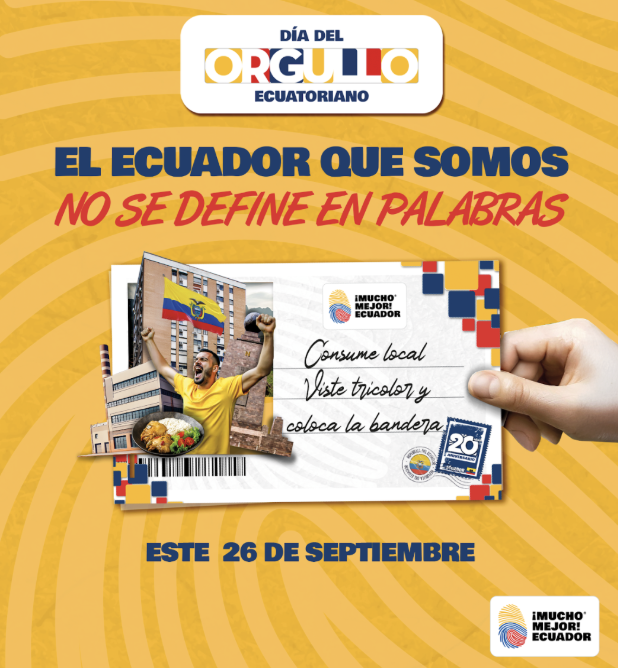 ✨ ¡Hoy es el gran día!
Este 26 de septiembre nos unimos para celebrar el Día del Orgullo Ecuatoriano, una fecha para contar las historias que nos hacen únicos, una fecha para resaltar la creatividad,diversidad y la fuerza que nos une como país. 🇪🇨

💛💙❤️ Hoy levantamos la voz