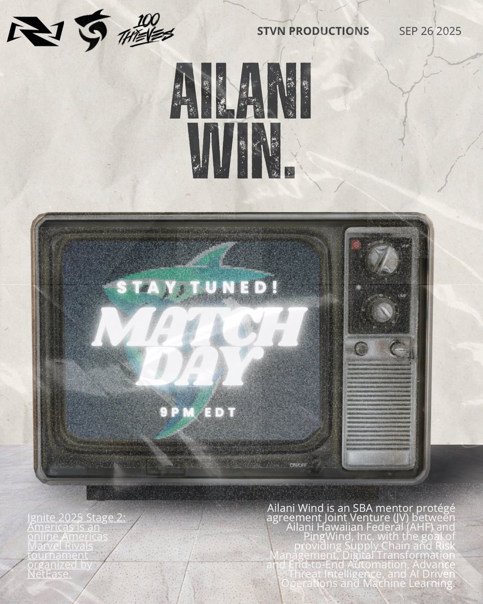 Ailani, will Win.
Match Day.
9:00 pm EDT 
Marvel Rivals on twitch.