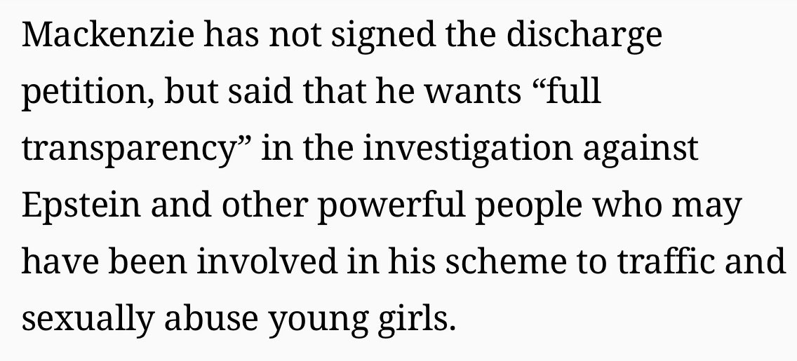 Alright if you believe in "full transparency" <a href="/RepMackenzie/">U.S. Congressman Ryan Mackenzie</a>, why are you against the discharge petition??

If I was in Congress, I'd have already added my name. People deserve to know the truth.

The Epstein files should be released. Why wait? Put up or shut up.
