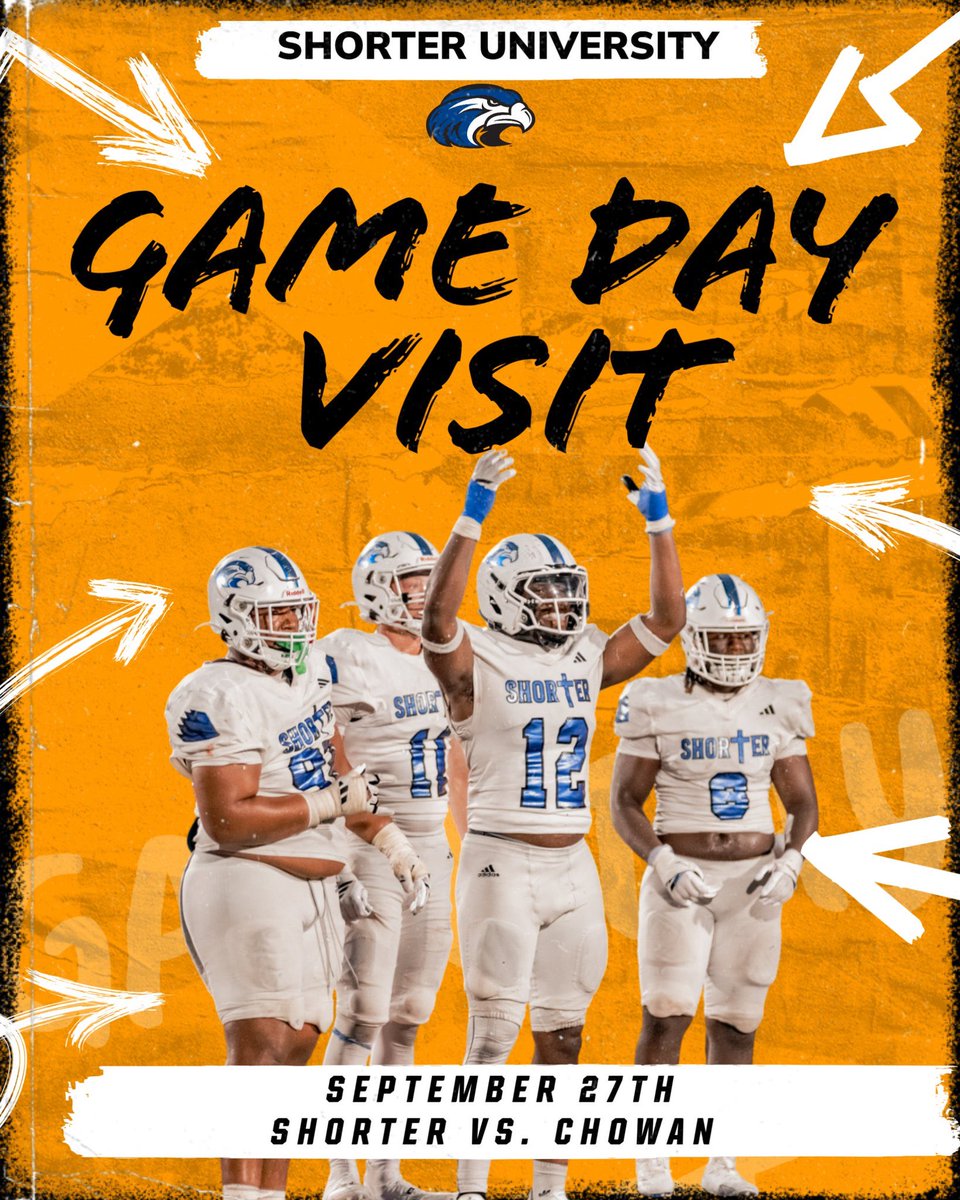 I am super excited to have the opportunity to be on a Game Day visit at Shorter University tomorrow!! Thank you to <a href="/coachmorrison58/">Zach Morrison</a> for this opportunity!! 
<a href="/CoachZachBrooks/">Zach Brooks</a> <a href="/HallTechSports1/">Hall-Tech Sports</a> <a href="/coachmercer_56/">Malcolm Mercer</a> <a href="/DownSouthFb1/">Down South</a> <a href="/AL_Recruiting/">AL Recruiting</a> <a href="/DexPreps/">DexPreps</a> <a href="/FNStandouts/">Friday Night Standouts</a> <a href="/Alabama_Varsity/">AL Prep Varsity</a>