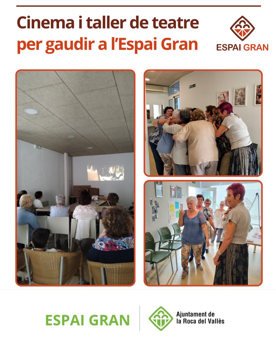 🙌 Continuem omplint els Espais Grans de vida i moments compartits!

🎭 A l’Espai Gran de Roca Centre ens hem divertit amb el taller de teatre.

📽 Al Cinefòrum de l’Espai Gran de la Torreta hem gaudit de la projecció de ‘Los renglones torcidos de Dios’.

#LaRocadelVallès