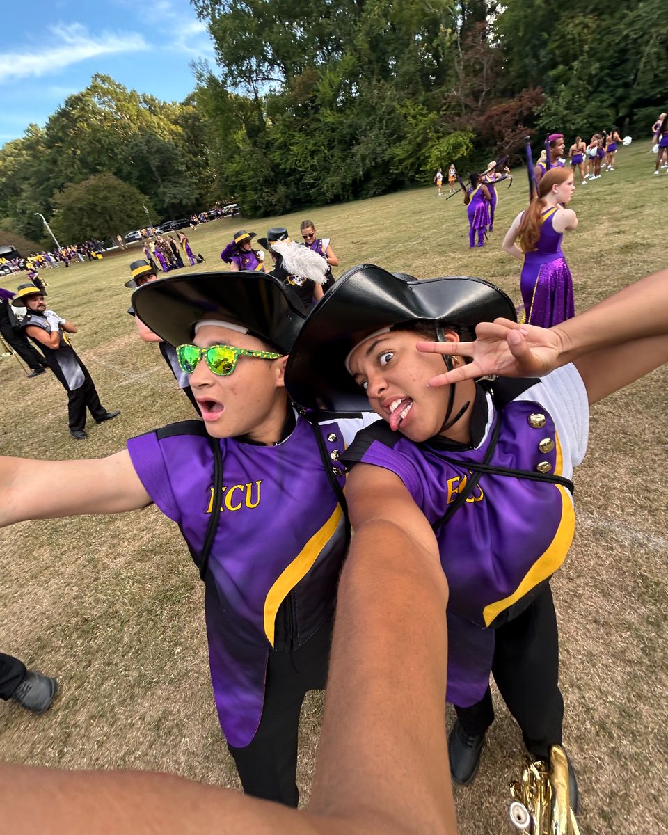 First year #BrinkleyLane Scholars Makakoa McGee &amp; Kori Cortezano are proud members of the ECU Marching Pirates! See if you can spot them during the rest of this year's home games!