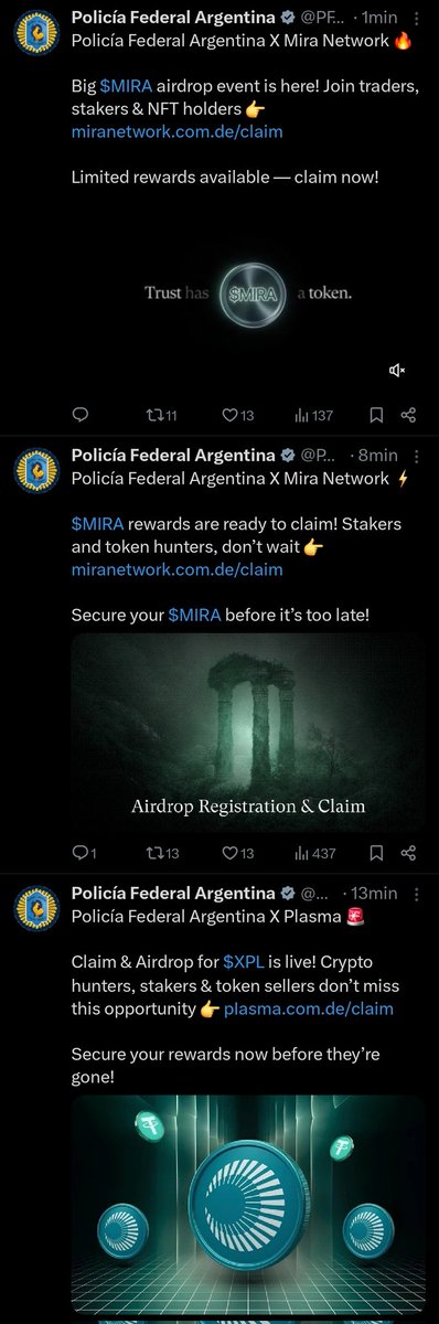 🚨👮🏻‍♂️ Hackean la cuenta de la Policía Federal y la usan para estafar con criptomonedas